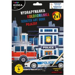 Képkarcoló füzet színezővel, járműves, Kidea
