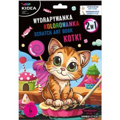 Képkarcoló füzet színezővel, cicás, Kidea