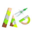 Geometria készlet, körző és vonalzó szett, 4 db-os, terep színű, Kidea