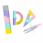 Geometria készlet, körző és vonalzó szett, 4 db-os, lányos színű, Kidea