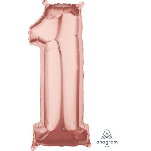 Rose Gold 1-es szám fólia lufi 66 cm