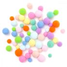Pom-pom, vidám színek, 1,5-2-2,4cm-es, 60 db/csomag