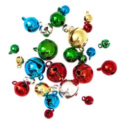   Csengők, fűzhető, 26 db/csomag, 5-15mm-es, vegyes metál színekben