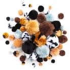 Pom-pom, állatmintás, 1-5 cm-es, 56 db/csomag