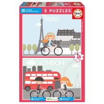 Educa Párizs és London gyerek puzzle, 2x48 darabos