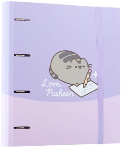 Pusheen cicás gyűrűskönyv A/4, 4 gyűrűs, Moments, lila
