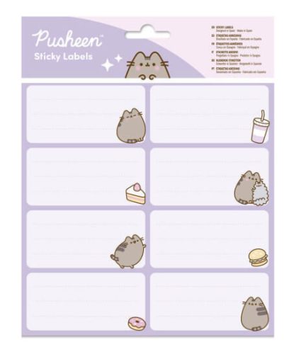 Pusheen cicás füzetcímke 16 db-os, Moments, lila