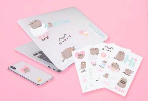 Pusheen cicás matrica, 16 db-os (laptophoz, okostelefonhoz, tablethez)