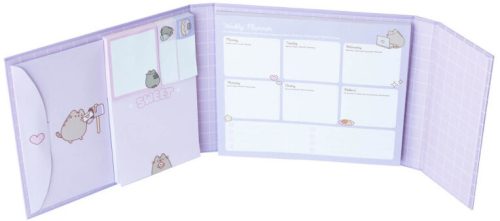 Pusheen cicás jegyzettömb készletjelölőcímkékkel, heti tervezővel, Moments, lila