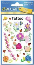 Tetoválás matrica szett, színes virágok 7,5x12cm