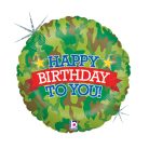 Happy Birthday Camouflage Holo fólia lufi 46 cm
