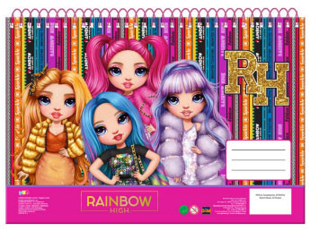 Rainbow High School A/4 spirál vázlatfüzet, 30 lapos