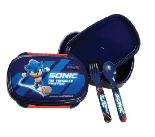 Sonic a sündisznó Faster szendvicsdoboz + evőeszköz szett