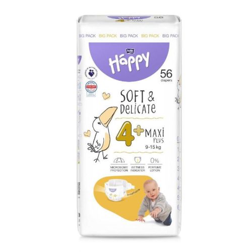 Bella Happy pelenka Soft & Delicate (4+-os) 9 - 20 kg (56 db/cs)