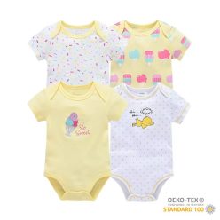   Foxy Baby Rövid ujjú pamut body szett (4db-os) ( 62 ) - Jégkrém és kacsa