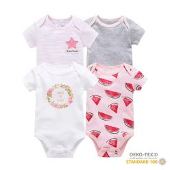   Foxy Baby Rövid ujjú pamut body szett (4db-os) ( 74 ) - Virág és görödinnye
