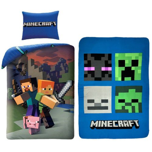 Minecraft Steve and Alex ágyneműhuzat és polár takaró szett