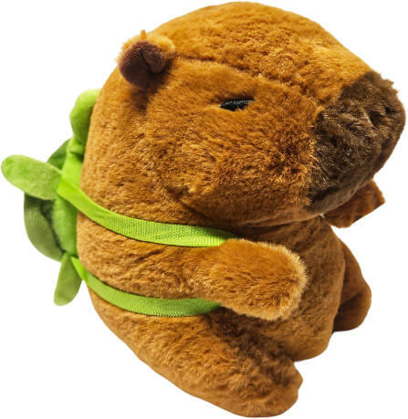 Kapibara plüss figura teknős hátizsákkal, kb. 19cm
