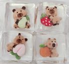 Kapibara stresszlabda, 4 db zselés kocka/csomag, squishy toy
