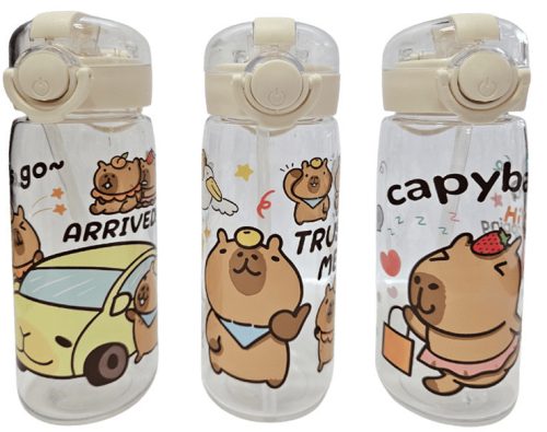 Kapibara kulacs, 400ml, szívószálas, 3 féle