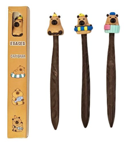 Radír kapibara, pálcika figurával, 14 cm hosszú, 3 féle változat