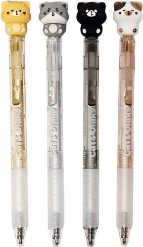 Radírozható zseléstoll, nyomógombos, 0,5mm, cicás, többféle változat