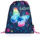 Lepkés mágneszáras ergonómikus iskolatáska tolltartóval és tornazsákkal, Premium Light, Butterfly, sötétkék