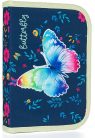 Lepkés mágneszáras ergonómikus iskolatáska tolltartóval és tornazsákkal, Premium Light, Butterfly, sötétkék