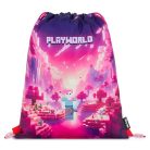 Minecraft mintás csatos ergonómikus iskolatáska tolltartóval és tornazsákkal, Premium, Playworld Girl, lila-rózsaszín