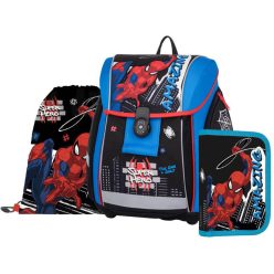   Pókember mágneszáras ergonómikus iskolatáska tolltartóval és tornazsákkal, Premium Light, Amazing Spiderman