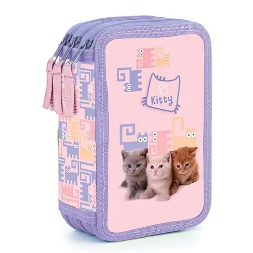 Cicás tolltartó 3 emeletes, üres, Pets, rózsaszín