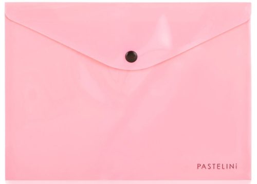 Irattartó tasak A/5, patentos, műanyag, PASTELINI, pasztell rózsaszín