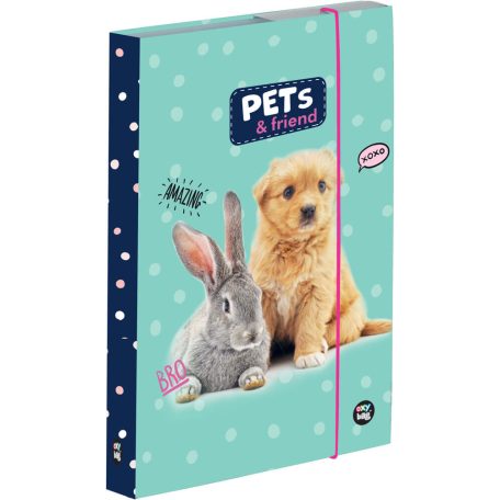 Állatos füzetbox A/4, Pets & friend, nyuszi és kutya