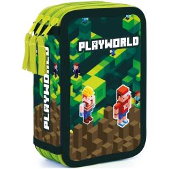 Minecraft mintás tolltartó 3 emeletes, üres, Playworld