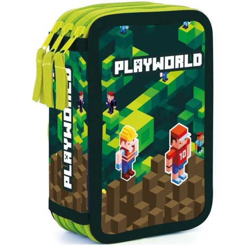 Minecraft mintás tolltartó 3 emeletes, üres, Playworld
