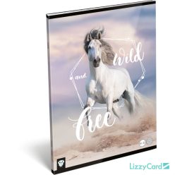   Lizzy Card lovas tűzött füzet A/4, 32 lap vonalas, Wild and Free, fehér ló