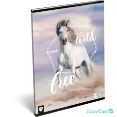   Lizzy Card lovas tűzött füzet A/4, 32 lap sima, Wild and Free, fehér ló