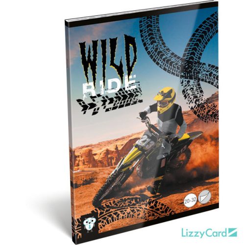 Lizzy Card motor mintás tűzött füzet A/5, 32 lap sima, Wild Ride