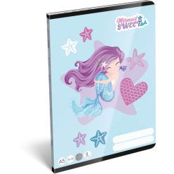   Mermaid tűzött füzet A/5, 32 lap vonalas 2.osztály (16-32), Sweet