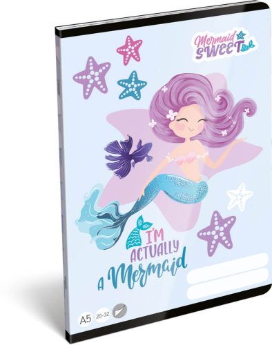 Mermaid tűzött füzet A/5, 40 lap sima  Sweet