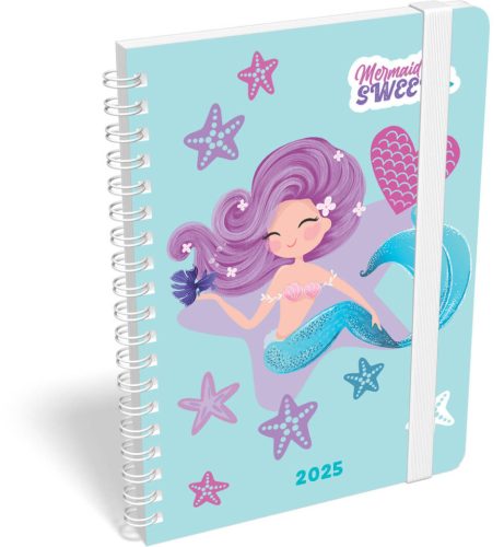 Lizzy Calendar heti tervező, B6, spirál, 2025, Mermaid, Sweet