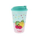 Pusheen cicás pohár műanyag tetővel, 350 ml, Pusheen Fruits