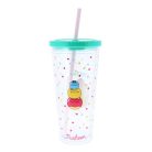 Pusheen cicás pohár szívószállal, 650 ml, Pusheen Fruits