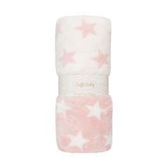   Soffi Baby takaró plüss dupla rózsaszín-fehér csillagos 75x100cm