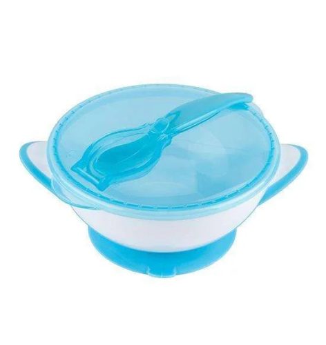 BabyOno tányér - tapadó aljú, fedeles, kanállal kék 1063/01