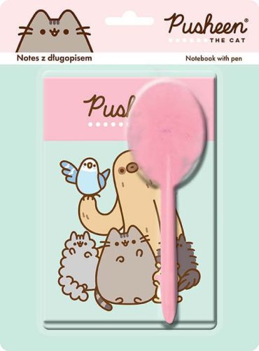 Pusheen cicás napló, keményfedeles notesz bolyhos tollal