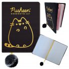 Pusheen cicás napló plüss borítóval, A/5, 96 lapos, vonalas, fekete, Pusheen Gold