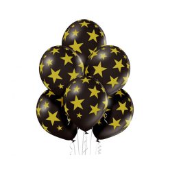   Black Star, Csillagos léggömb, lufi szett 6 db-os 30 cm (12 inch)