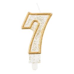 Arany csillámos 7-es Gold számgyertya, tortagyertya