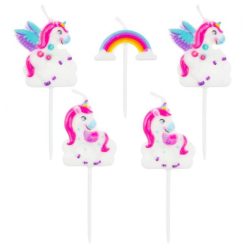 Unikornis Rainbow tortagyertya, gyertya szett 5 db-os
